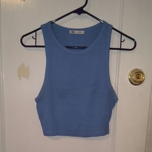 Zara | Sky Blue Sleeveless Crop Top
